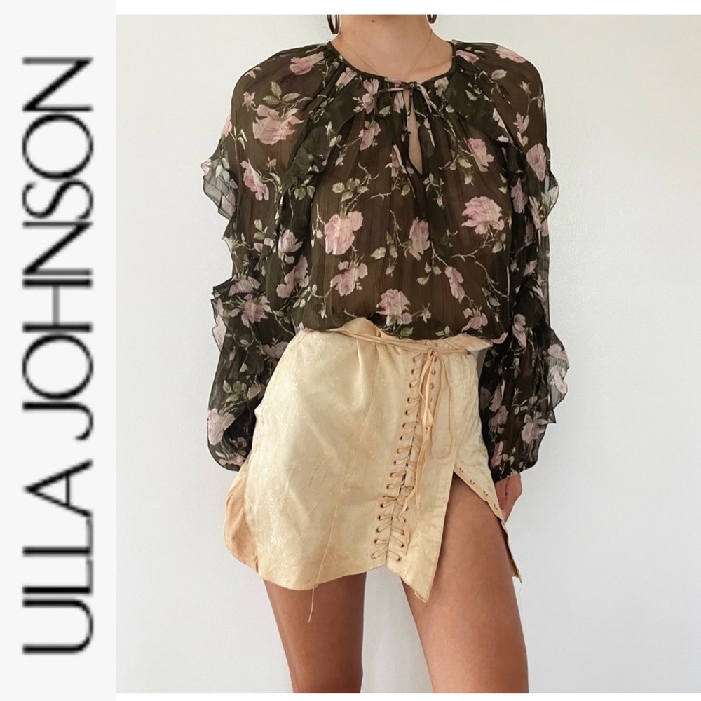 NWT Ulla Johnson Azalea Blouse in dark olive size 0 - Picture 4 of 15